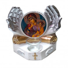 Candela cu doua maini, Fecioara Maria, 21 cm, GXL054