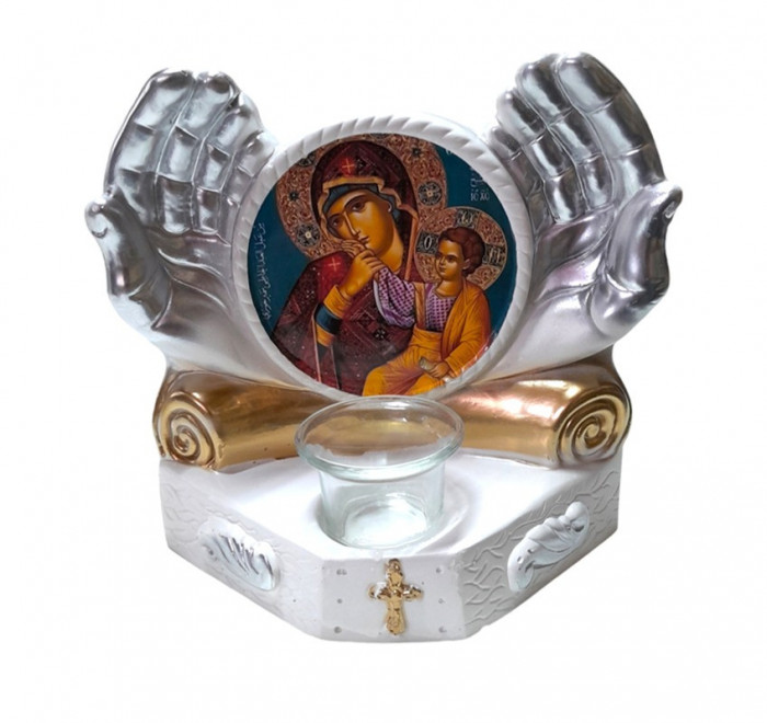 Candela cu doua maini, Fecioara Maria, 21 cm, GXL054