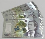 500 Lei 2005 - Lot 5 bucăți - Mihai Eminescu - Silver Edition - bancnote ornamentale / suveniruri / educaționale placate cu argint 999&permil;
