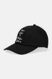 Juicy Couture șapcă de baseball din bumbac PEACE LOVE AND JUICY CAP culoarea negru, cu imprimeu, JCAWH225703