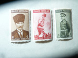 Serie mica Turcia 1939 Kemal Ataturk , 3 valori
