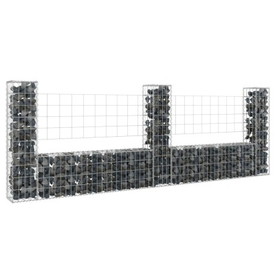 Cos gabion &amp;icirc;n forma de U cu 3 stalpi, 260x20x100 cm, fier GartenMobel Dekor foto