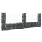 Gossi cos gabion in forma de u cu 3 stalpi, 260x20x100 cm, fier