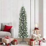 VidaXL Copac Artificial Slăb de Crăciun cu 300 LED Verde și alb 180 cm 3395296