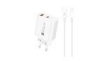 &Icirc;ncărcător de perete A6MaxL 20W USB-A USB-C cu cablu USB-C - Lightning de 1m - Alb