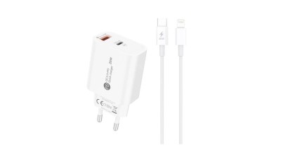 &amp;Icirc;ncărcător de perete A6MaxL 20W USB-A USB-C cu cablu USB-C - Lightning de 1m - Alb foto