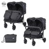 Carucior Gemeni Lorelli Duo Black, Cadru Aluminiu, Spatar Reglabil, Copertine Extensibile, Cos Bagaje, Geanta Accesorii Inclusa
