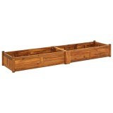 Strat inaltat gradina Gossi 200x50x25 cm, lemn acacia, jardiniera terasa balcon, cutie plante flori legume, maro