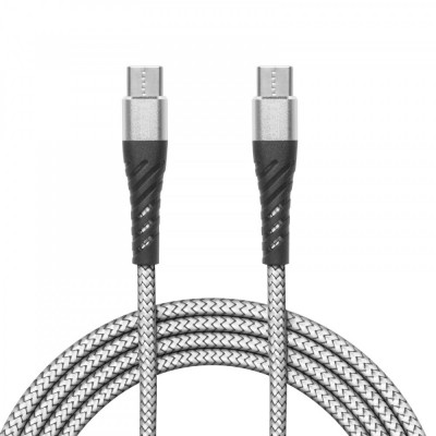 Cablu de date USC Type C - USB Type C alb 2m delight foto