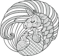 Sticker decorativ, Mandala, Unicorn, Negru, 63 cm, 7361ST foto