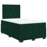 Cumpara ieftin Pat box spring cu saltea, verde inchis, 120x200 cm, catifea