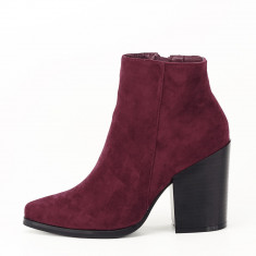 Botine bordo din velur Vicky 117 foto