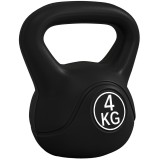 HOMCOM Kettlebell de 4kg pentru Sport și Fitness cu Bază Plată și M&acirc;ner, Greutate Kettlebell, 18x12x20 cm, Negru | Aosom Romania