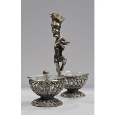 Solnita din argint si cristal, decorata cu amoras, Italia, Secol XIX