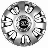Capace Roti R16 Kia, Gri/Negru, Set 4 Buc, ABS, Universal (Compatibil 15 inch)
