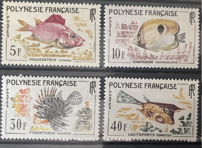 PC370 - Polinezia Franceza 1962 Fauna/ Pesti, serie MNH, 4v