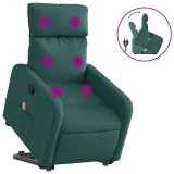 Cumpara ieftin Fotoliu rabatabil de masaj, cu ridicare, verde inchis, textil