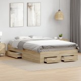 vidaXL Cadru de pat Sonoma Oak 140x200 cm Lemn ingineresc