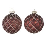 Cumpara ieftin Set 2 globuri brad Craciun sticla rosie BuRrgundy 8x8 cm