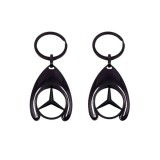 Cumpara ieftin Set 2 Brelocuri Chei Auto Mercedes Depox&reg;, Metal Negru, Emblema Detașabilă Monedă Cărucior
