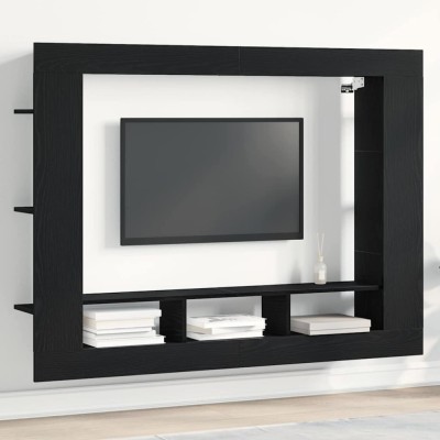 Dulap TV montat pe perete, stejar negru, 152x22x113 cm foto