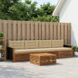 vidaXL Set de canapele de exterior cu pernă 5 pcs Natural și Bej 3382986