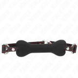 Kink Collar &amp; Gag-Black Bone 12 cm Gag 63 X 2 cm-Silicon