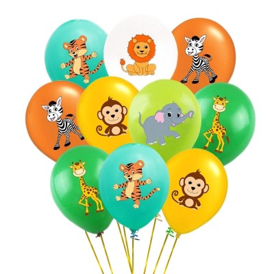 Set 20 baloane latex, imprimeu color animalute zoo, 30cm, Ropet foto