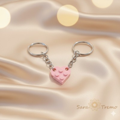 Set 2 brelocuri , forma de inima completa, culoare roz foto