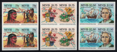 NEVIS 1986 - Navigatori, expeditii, Cristofor Columb / serie compl. perechi MNH foto