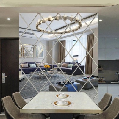 Set 32 Oglinzi Acrilice din PVC - Diamant Romb Sticker Auto-adeziv Decorativ pentru Baie Living si Bucatarie foto