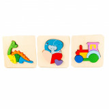 Set 3 ​Puzzle educativ din lemn, 7Toys