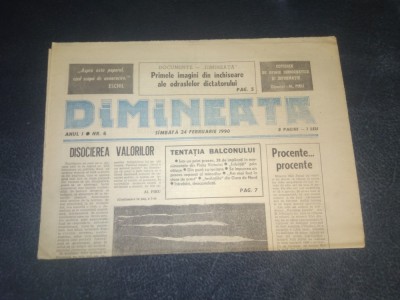 ZIARUL DIMINEATA 24 FEBRUARIE 1990 foto