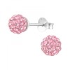 Cercei Argint 925 Swarovski Light Rose, Minge Cristale, Sistem &Icirc;nchidere Șurub, Ambalaj Cadou