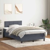 vidaXL Pat box spring cu saltea, gri &icirc;nchis, 120x220 cm, catifea 3316252