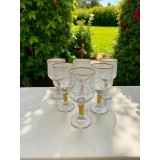 Set 6 pahare din sticlă cu decor auriu