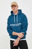 Armani Exchange hanorac de bumbac barbati, cu glugă, cu imprimeu