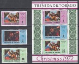 Trinidad Tobago 1972 - Crăciun - Picturi, Serie + Colita, MNH