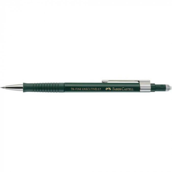 Creion Mecanic Faber &ndash; Castell TK-Fine Executive, 0.7 mm Mina, Clip Rezistent, Corp Verde, Creion Mecanic Colorat, Rechizite Scolare, Instrumente de S