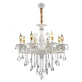 Candelabru SANSSOUCI 8xE14 Cristal si Metal &ndash; Eleganta Regala, Inaltime Ajustabila, Alb Argintiu
