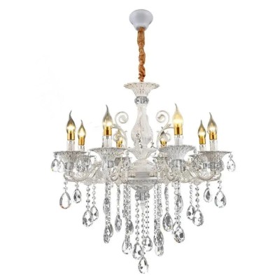 Candelabru SANSSOUCI 8xE14 Cristal si Metal &amp;ndash; Eleganta Regala, Inaltime Ajustabila, Alb Argintiu foto