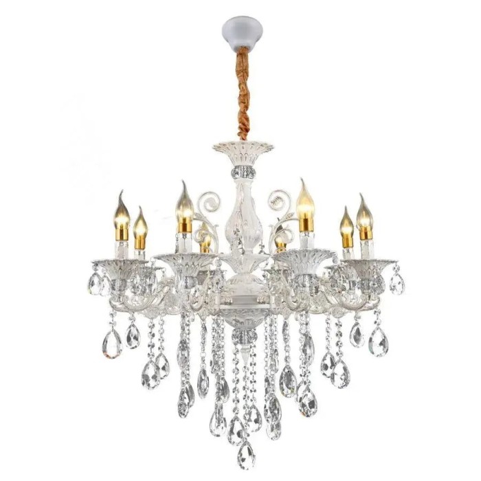 Candelabru SANSSOUCI 8xE14 Cristal si Metal &ndash; Eleganta Regala, Inaltime Ajustabila, Alb Argintiu