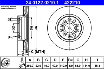 ATE 24.0122-0210.1 Disc frana foto