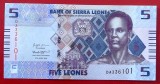 Sierra Leone 5 Leones 2022 UNC necirculata **