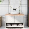 Blat de baie, 120x50x(2-6) cm, lemn masiv netratat