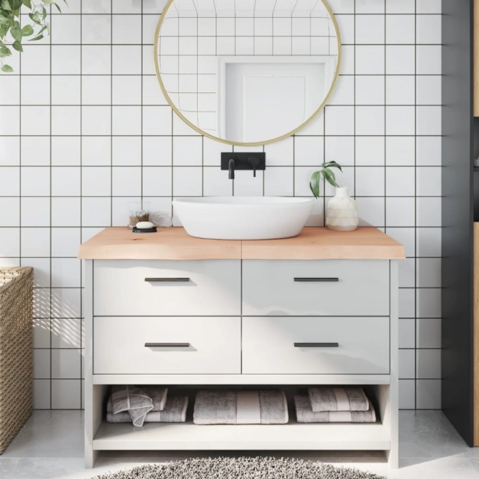 Blat de baie, 120x50x(2-6) cm, lemn masiv netratat