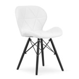 Scaun stil scandinav, Artool, Lago, piele ecologica, lemn, alb si negru, 47.5x52x74 cm GartenVIP DiyLine