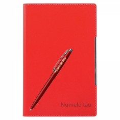 Set pix Scrikss cu agenda A5 rosie