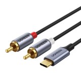 Cablu audio Ugreen CM219 20193, USB tip C - 2 x RCA, gri, 1.5m