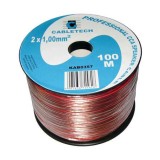 Cablu difuzor cca 2x1.00mm transparent 100m, Cabletech